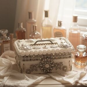 Ornate White and Silver Decorative Box